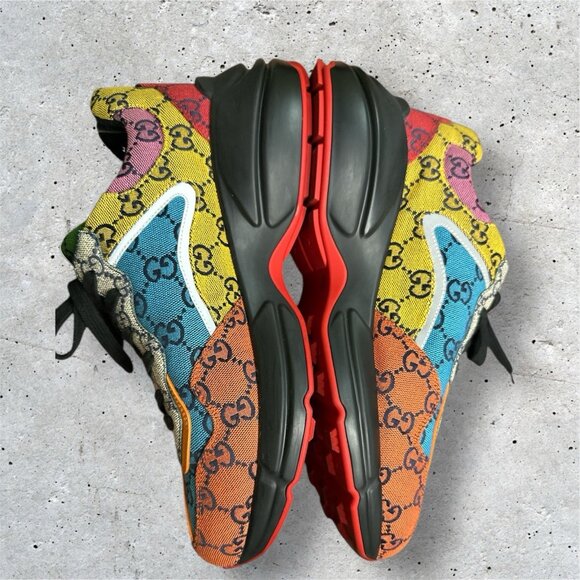 Gucci Rython GG Multicolor Monogram Canvas Men's Sneakers - Picture 5 of 13